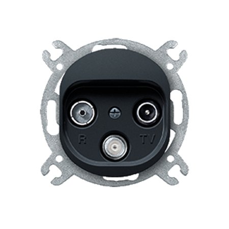 E612S.E1 Priklj. antenska bez maske EON TV/FM/SAT - završna, crna soft