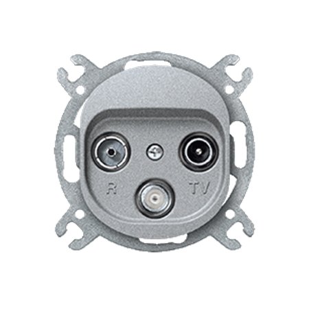 E612S.S Priklj. antenska bez maske EON TV/FM/SAT - završna, silver