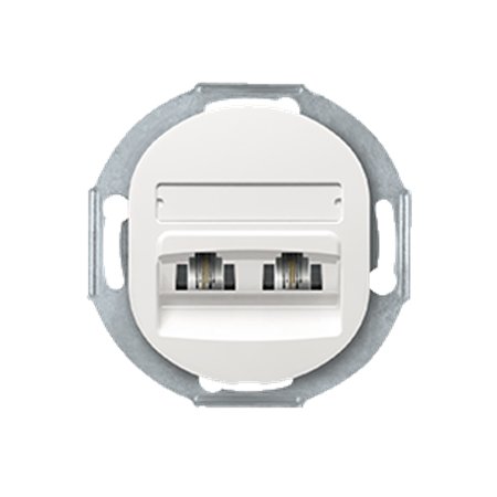 E613.0 Priključnica telefonska bez maske EON 2xRJ12 6/4 Cat 3, bela