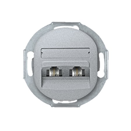 E613.S Priključnica telefonska bez maske EON 2xRJ12 6/4 Cat 3, silver