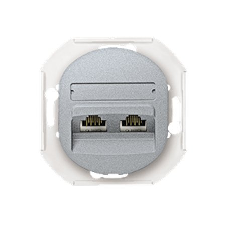 E6131.S Priključnica telefonska bez maske EON 2xRJ12 6/6 Cat 3, silver