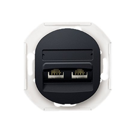 E615.E1 Priklj. komunikac. bez maske EON 2xRJ45 Cat 6 UTP, crna soft