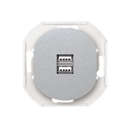 E6161.S USB punjač bez maske EON 2xUSB A 2,1A 5V, silver