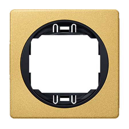 E6801.GE Maska jednostruka EON 80x80, zlatna sa crnim nosačem