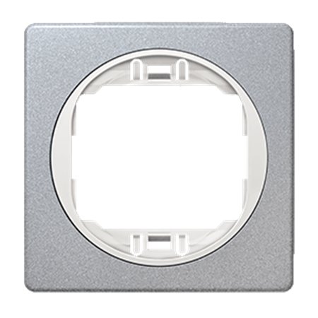 E6801.S0 Maska jednostruka EON 80x80, silver sa belim nosačem