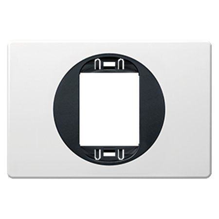 E6803U.0E Maska jedn. EON 80x120 za uski taster, bela sa crnim nosačem