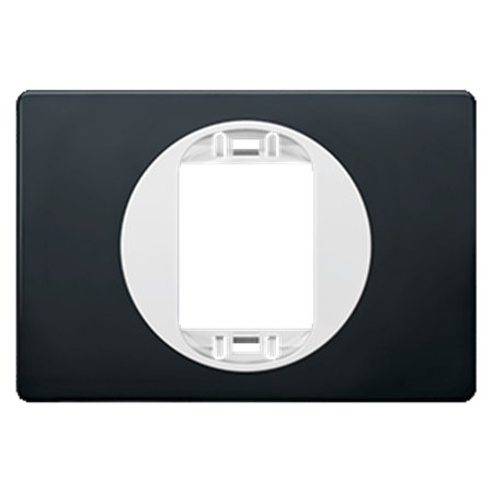 E6803U.E0 Maska jedn. EON 80x120 za uski taster, crna sa belim nosačem