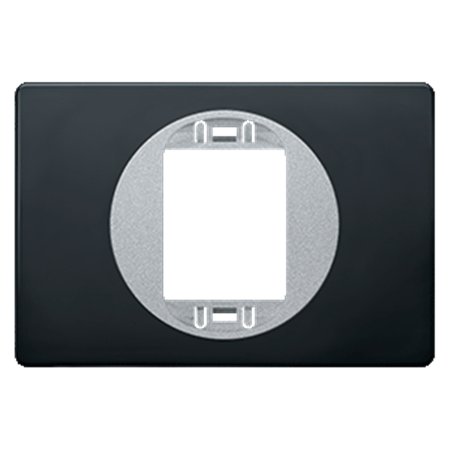 E6803U.ES Maska jedn. EON 80x120 za uski taster, crna sa silver nos.