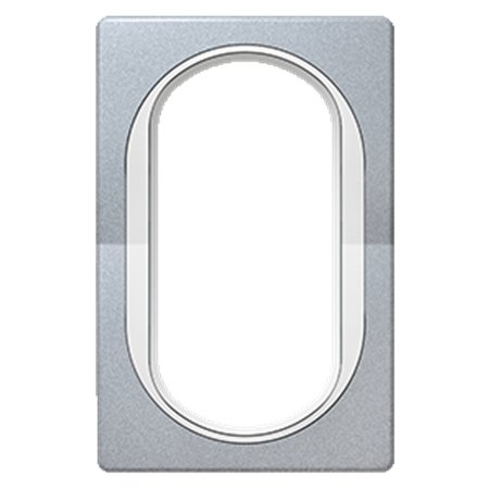 E6805.S0 Maska duple priključnice EON, silver sa belim nosačem