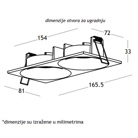 ROZETNA JM-052 2*GU10 CRNA