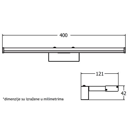Zidna LED lampa za postavljanje na zid.