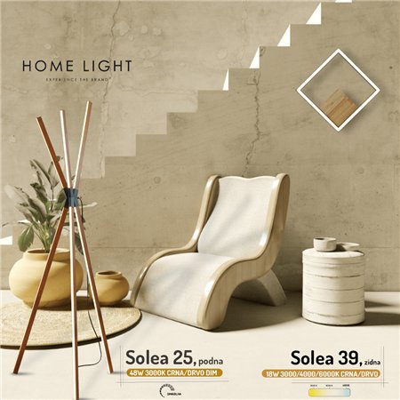 SOLEA 25 PODNA LAMPA 48W 3000K CRNA/DRVO DIMABILNA