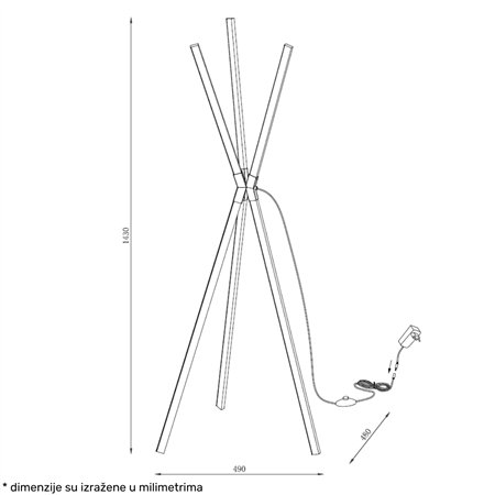 SOLEA 25 PODNA LAMPA 48W 3000K CRNA/DRVO DIMABILNA