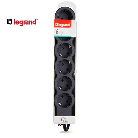 LG 694558 PRODUŽNI BLOK 6X2P+E 1.5M (CRNA/T.SIVA)