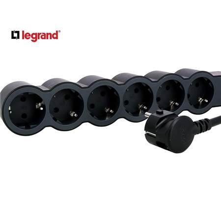 LG 694558 PRODUŽNI BLOK 6X2P+E 1.5M (CRNA/T.SIVA)