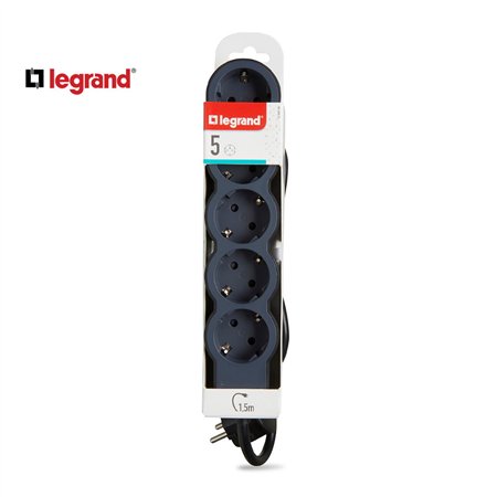 LG 694556 PRODUŽNI BLOK 5X2P+E 1.5M (CRNA/T.SIVA)