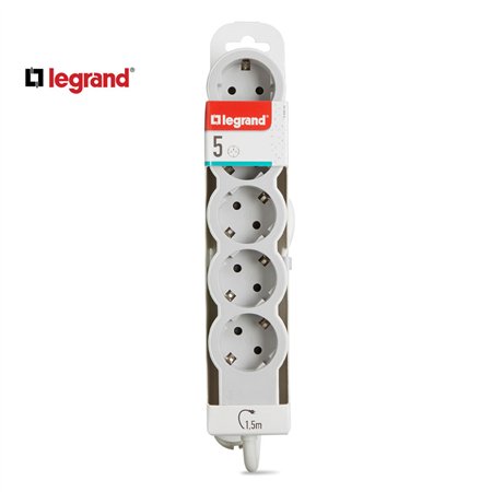 LG 694555 PRODUŽNI BLOK 5X2P+E 1.5M (BELA/S.SIVA)