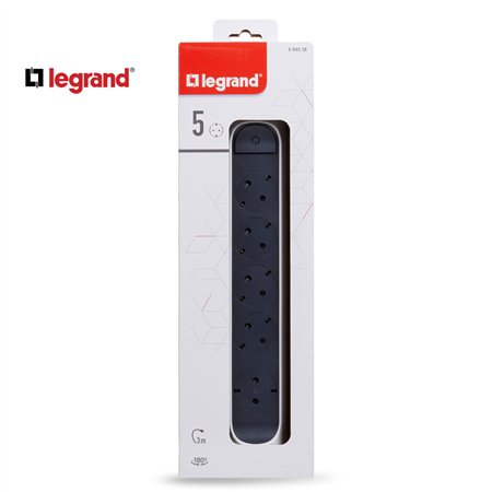 LG 694538 PRODUŽNI BLOK 5X2P+E 3M (BELA/T.SIVA)