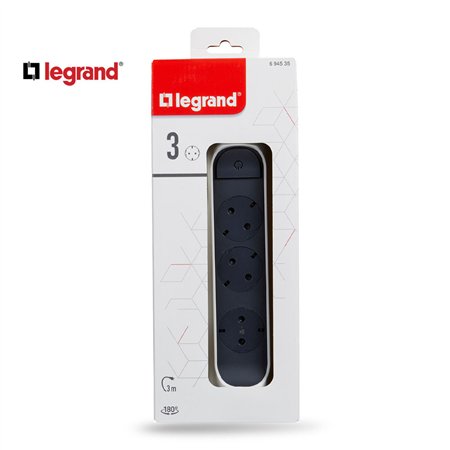 LG 694535 PRODUŽNI BLOK 3X2P+E 3M (BELA/T.SIVA)