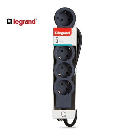 LG 694564 PRODUŽNI BLOK 5X2P+E 3M (CRNA/T.SIVA)