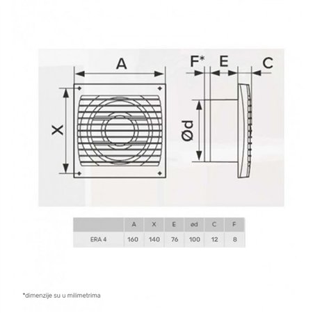 ERA VENTILATOR F100 SLIM 4C BELI