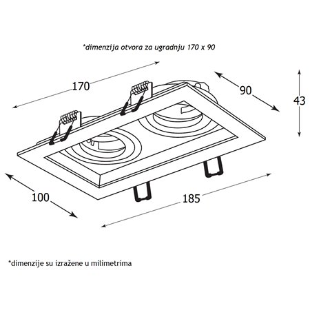 Crna rozetna pravougaonog oblika