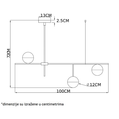 VESTA 511 LUSTER 3*G9 MESING/CRNA