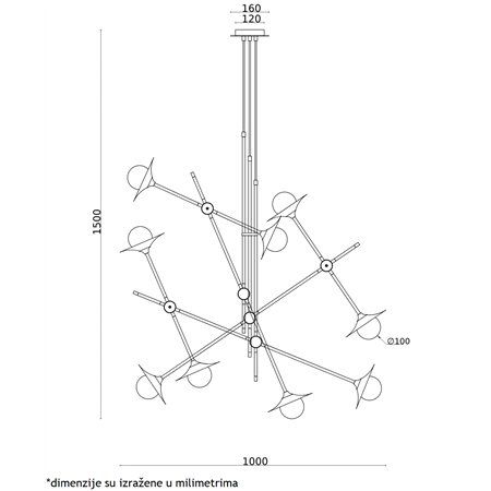 VESTA 319 LUSTER 9*G9 antique brass/black