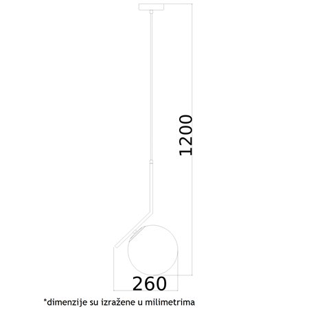 Elegantna visilica sa jednom mlečnom kuglom.