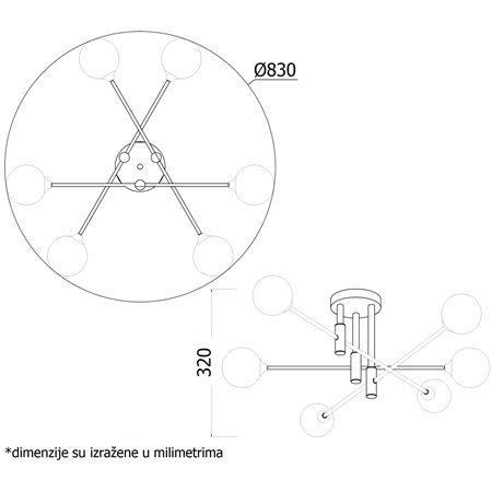 VESTA 322 LUSTER 6*G9 MESING/CRNA