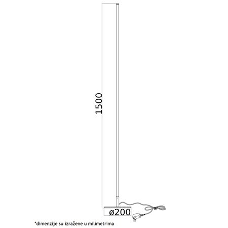 VESTA 364 PODNA LAMPA 18W 3000K CRNA