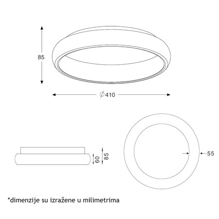 VESTA 344 PLAFONSKA SVETILJKA 32W 3000/4000K CRNA