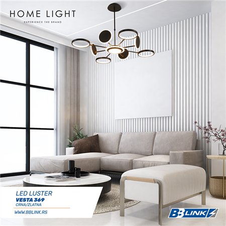 VESTA 369 LUSTER LED 76W 3000K CRNA