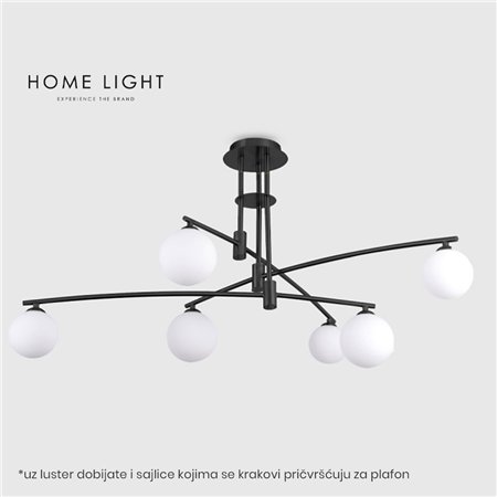 Moderan i atraktivan luster sa 6 sijaličnih grla tipa G9.