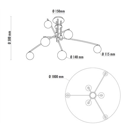 Moderan i atraktivan luster sa 6 sijaličnih grla tipa G9.