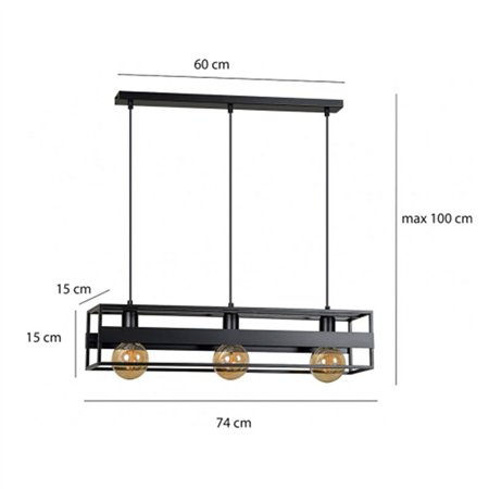 VESTA 419 VISILICA 3XE27 CRNA