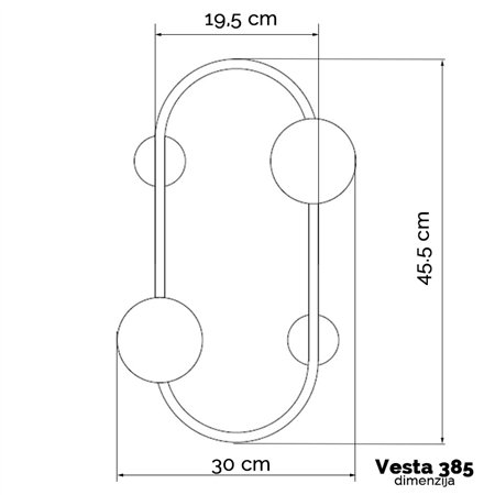 VESTA 385 ZIDNA LAMPA 2XG9 MESING