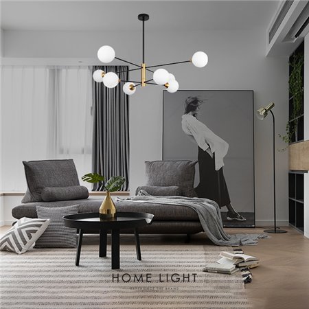 Moderan luster Vesta 393 sa osam sijaličnih grla G9 u kombinaciji mesing i crne boje.