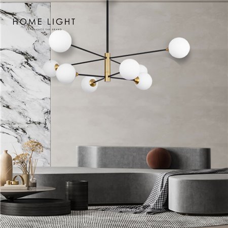 Moderan luster Vesta 393 sa osam sijaličnih grla G9 u kombinaciji mesing i crne boje.