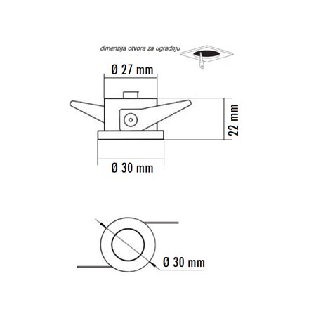 LED ROZETNA L0860-16 1W 3000K CRNA