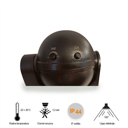 SENZOR SAMOSTALNI ST09 180° IP44 CRNI