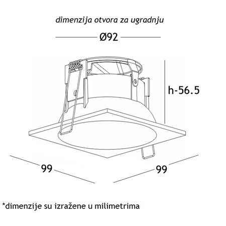 ROZETNA 712 CRNA 1*GU10