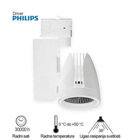 LED REFLEKTOR ŠINSKI 337201-2 30W 4000K BELI TROSTEPENI