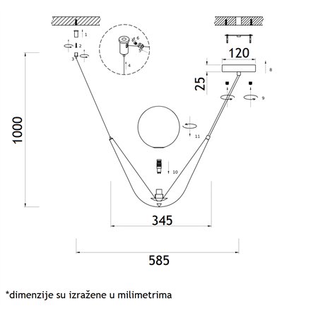 VESTA 448 VISILICA 1*G9 MESING