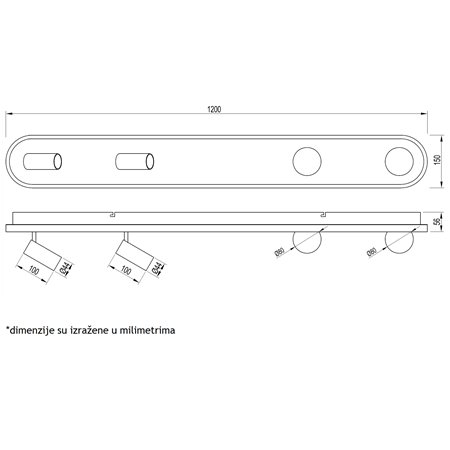 VESTA 480 PLAFONSKA SVETILJKA 34W+2*5W+2*3W 3000K CRNA