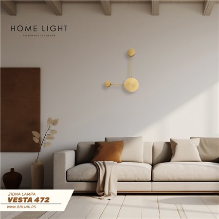 VESTA 472 ZIDNA LAMPA 8W 3000K BRUŠENO ZLATO