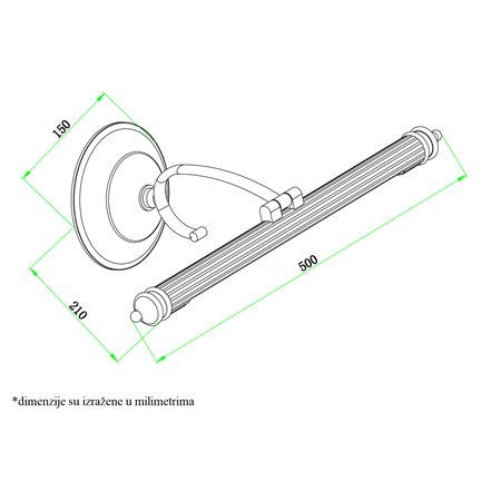 Zidna LED stilizovana linijska lampa u boji bronze.