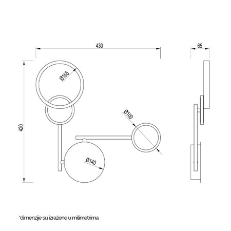 Zidna LED lampa crne boje.