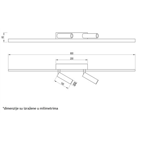 VESTA 481 PLAFONSKA SVETILJKA 22W+2*3W 3000K BELA