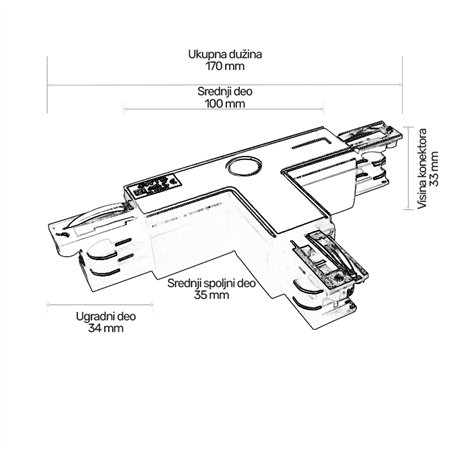TROSTEPENI T KONEKTOR WSO-32B CRNI AP